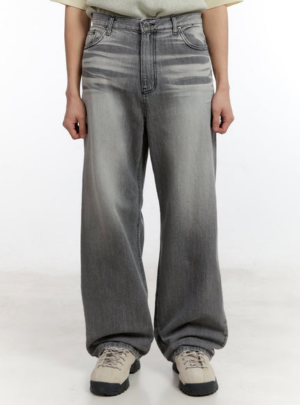 mens-wide-fit-washed-jeans-ia507 / Gray