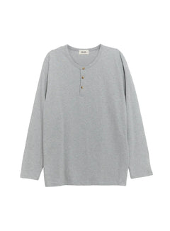 mens-henley-neck-long-sleeve-tee-ig512 / Gray