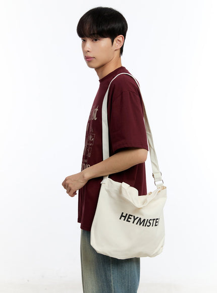men-s-canvas-shoulder-tote-bag-iy529 / Light beige