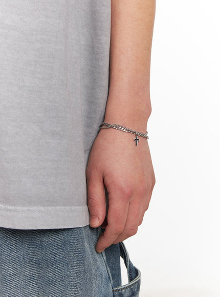 mens-trendy-link-layered-bracelet-iy506 / Silver