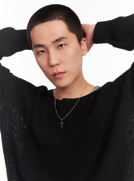 mens-bold-pendant-necklace-iy505 / Silver