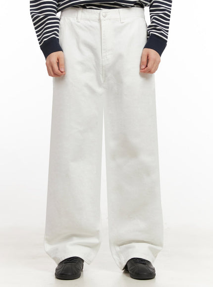 mens-cotton-wide-fit-trousers-white-ij517 / White