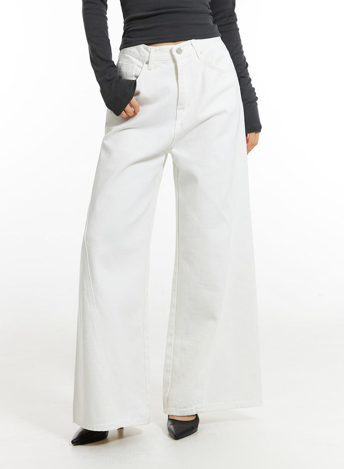 cotton-wide-leg-flare-pants-in308 / White