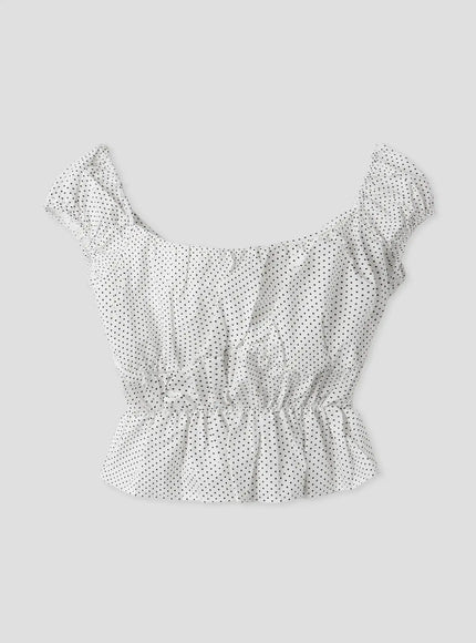 polka-dot-sleeveless-blouse-iu526 / White