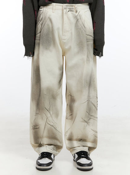 mens-acubi-pintuck-washed-baggy-pants-ig421 / White