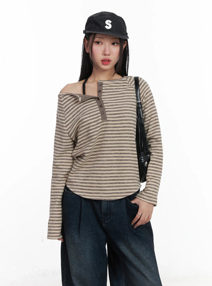 fleece-striped-button-long-sleeve-top-cd529