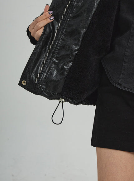 Faux Leather Fur Jacket CD12