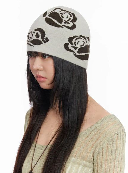 rose-pattern-knit-beanie-ia523