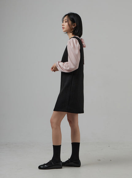 Square Neck Sleeveless Tweed Mini Dress OD29