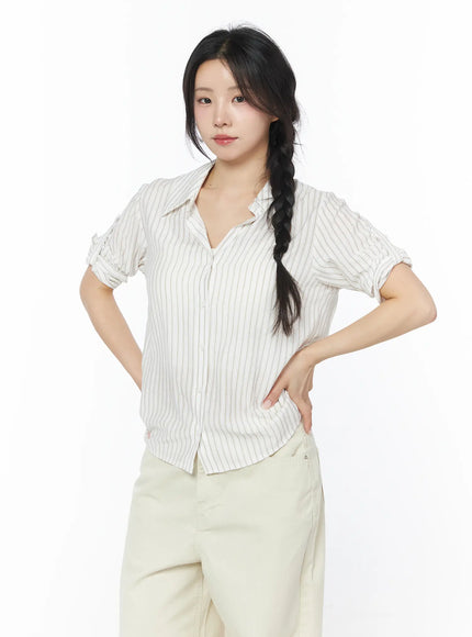 roll-up-sleeve-stripe-blouse-cy522