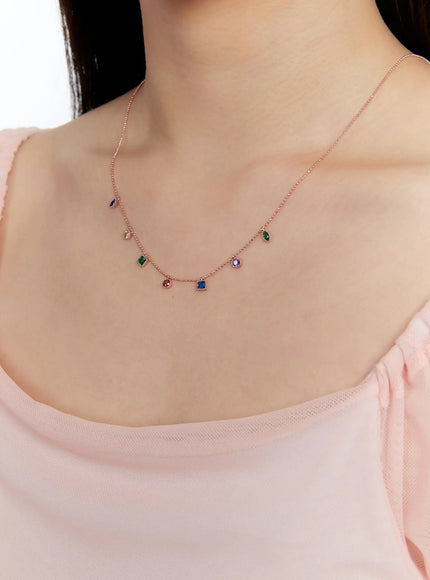 Rainbow Cubic Necklace IS517