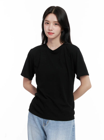 classic-round-neck-stretch-top-cl515 / Black