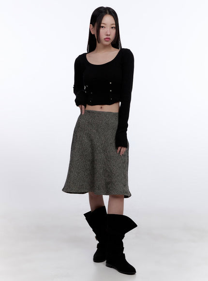 Scoop-Neck Long-Sleeve Crop Top CJ509