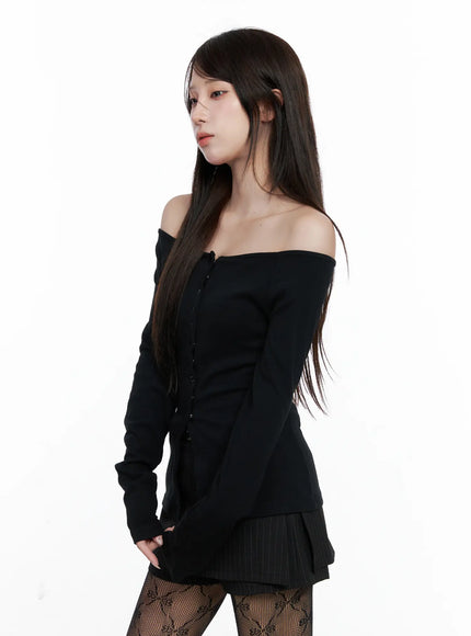 buttoned-off-shoulder-long-sleeve-cardigan-co520