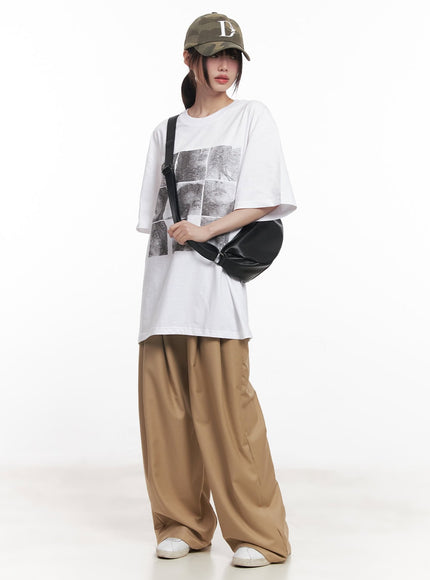 loose-fit-wide-leg-trousers-cy521 / Beige