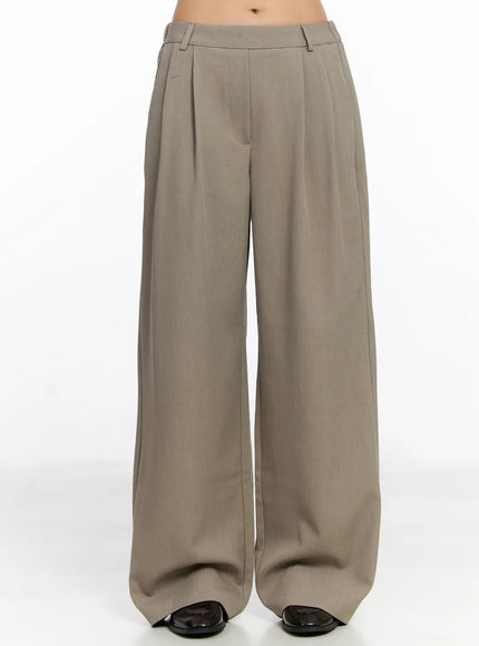 elegant-wide-leg-pintuck-trousers-cj522 / Beige