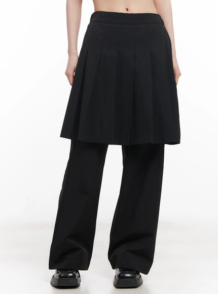 layered-midi-skirt-pants-cu510 / Black