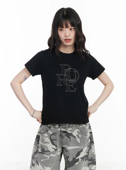 graphic-letter-short-sleeve-tee-cm526 / Black