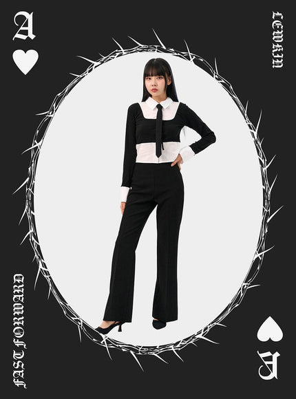 flared-tailored-pants-io317 / Black
