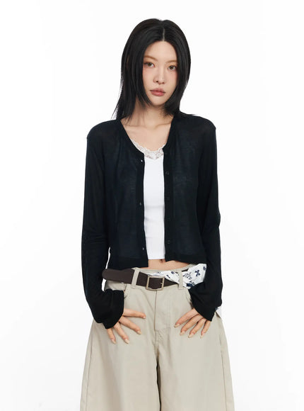 cropped-long-sleeve-cardigan-cf526 / Black