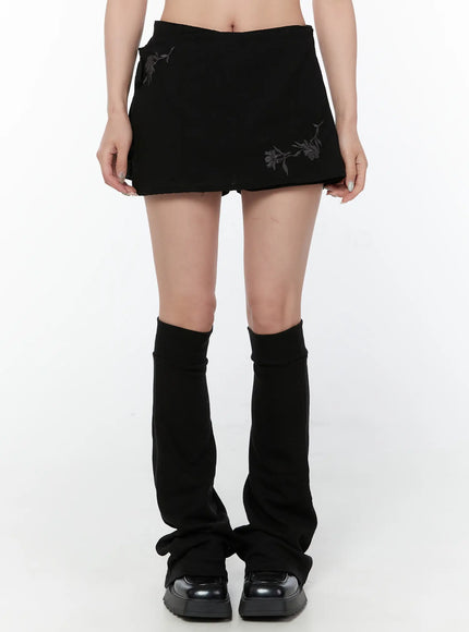 embroidered-wrap-skort-cy515 / Black