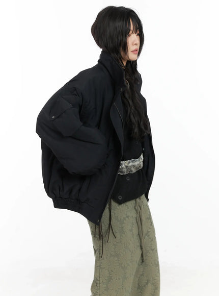 overfit-cargo-bomber-jacket-cn528 / Black
