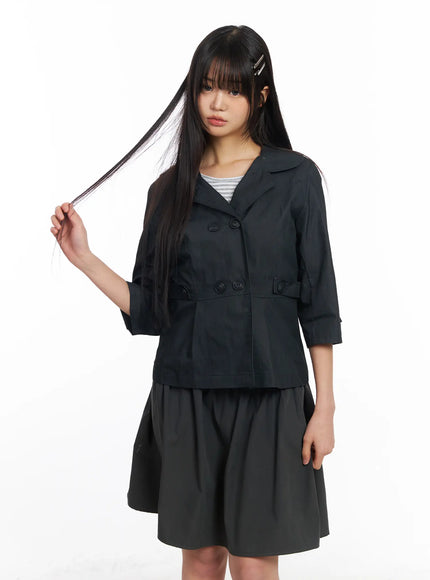 vintage-three-quarter-sleeve-shirt-cf506-1 / Black