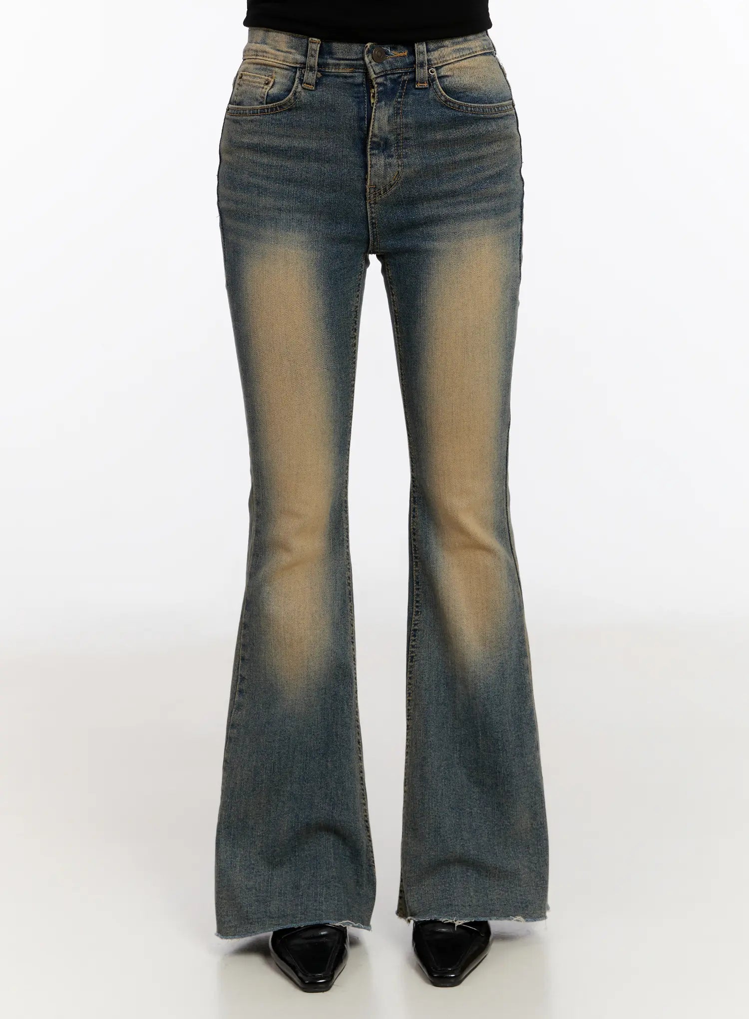joelee-vintage-washed-flare-jeans-cn527 / Blue