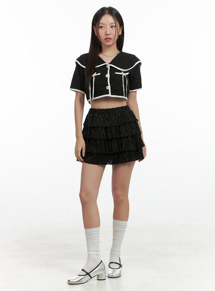 collared-short-sleeve-ribbon-jacket-og407