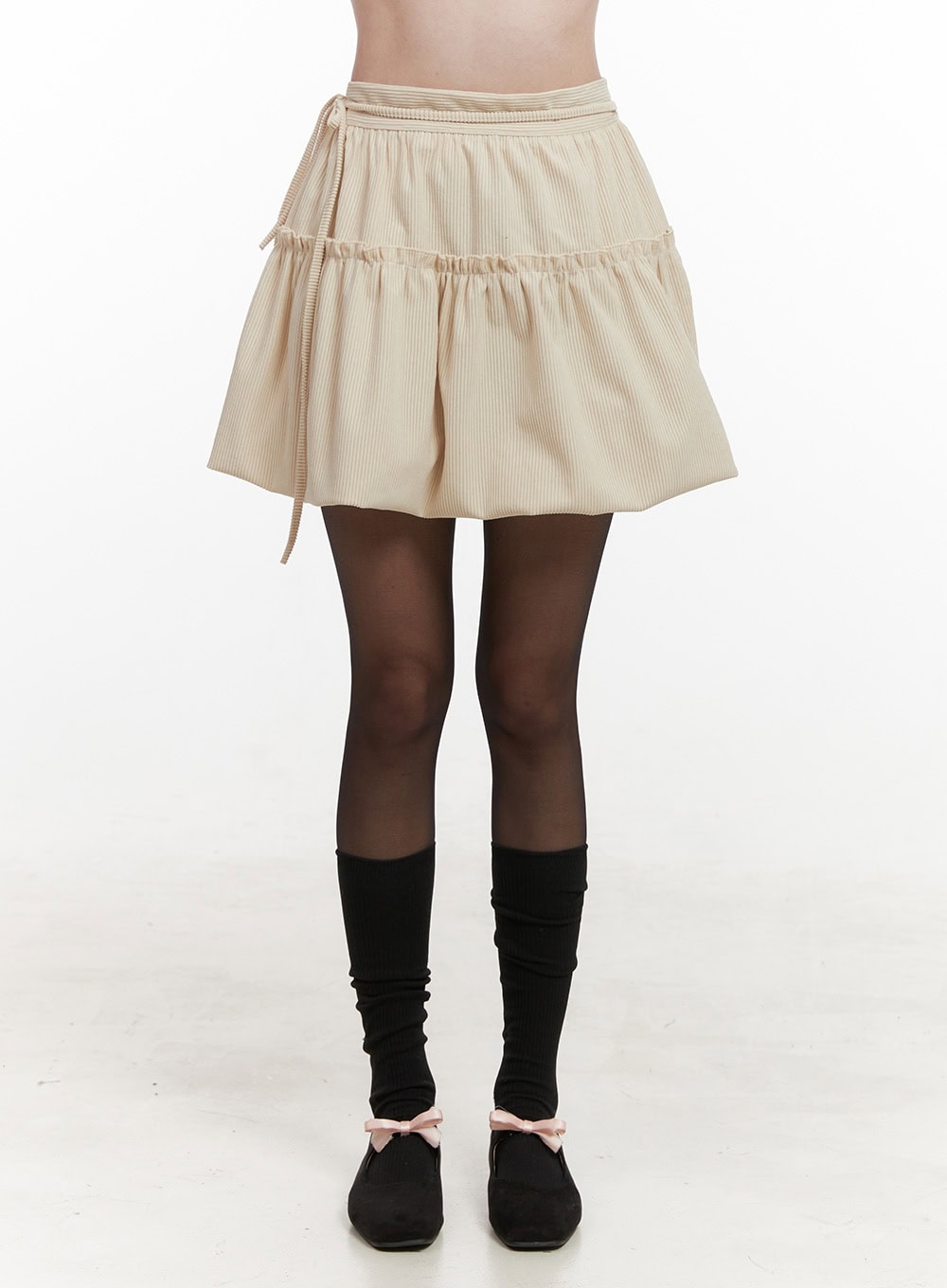 string-tie-solid-mini-skirt-od418