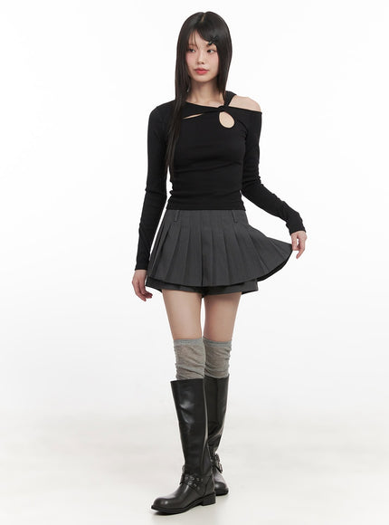 Pleated Mini Skirt with Built-In Shorts CJ528