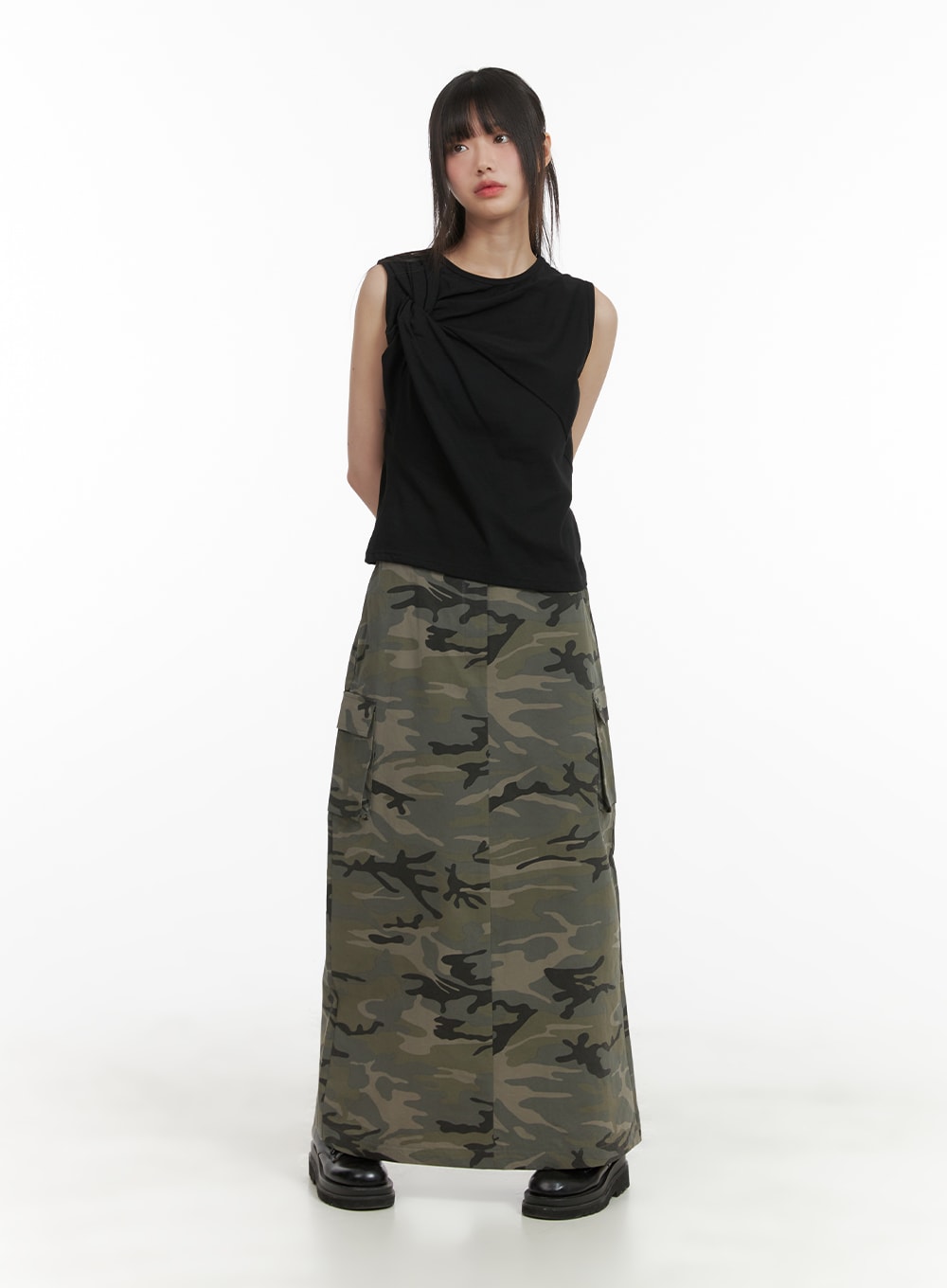 Clothing Jersey Skirt Camo COLLUSION Flocked Camo Print Denim