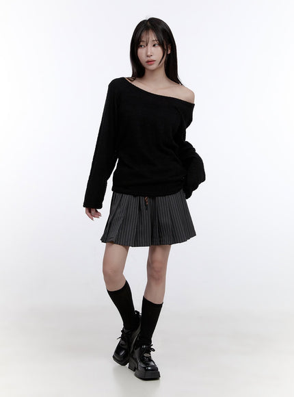 pleated-stripe-string-mini-skirt-co418