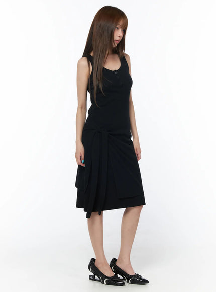 casual-sleeveless-wrap-midi-dress-set-cy529