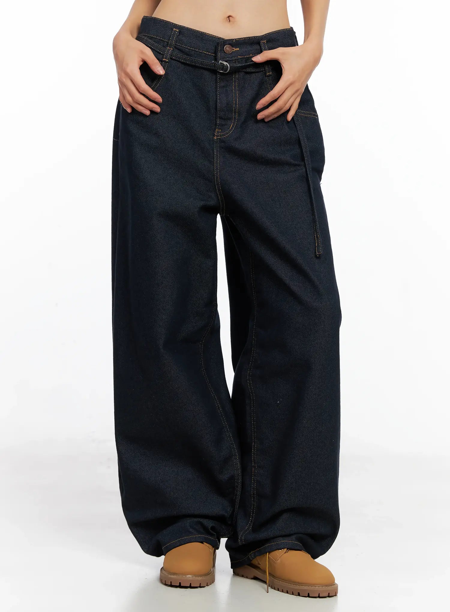 alanna-sun-belt-baggy-jeans-co528 / Dark blue