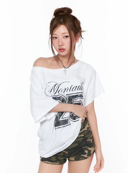 camo-graphic-print-oversized-t-shirt-ca515 / Dark gray