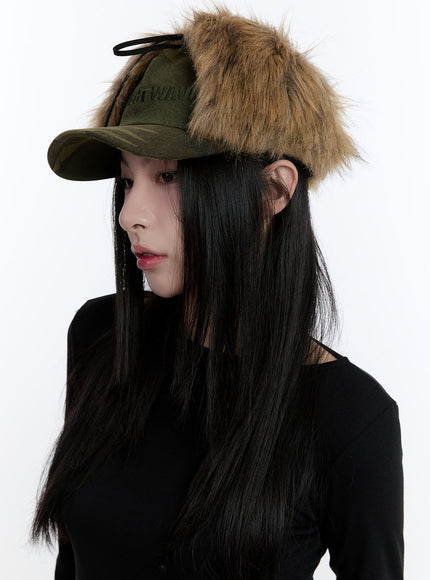 Faux Fur Detail Cap CJ522