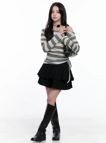 striped-ruched-wide-neck-top-cs523