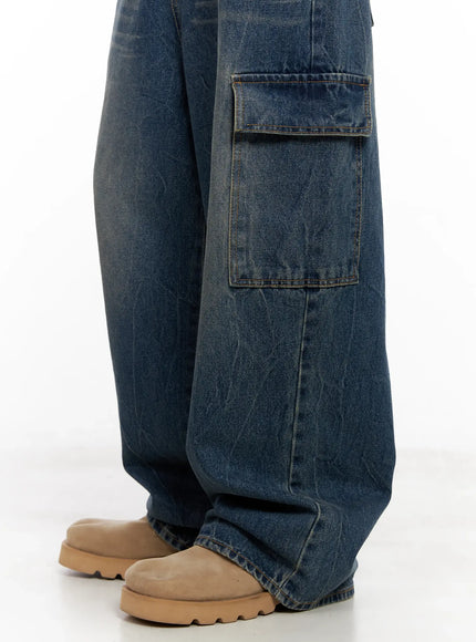 mens-wide-leg-cargo-denim-jeans-il518