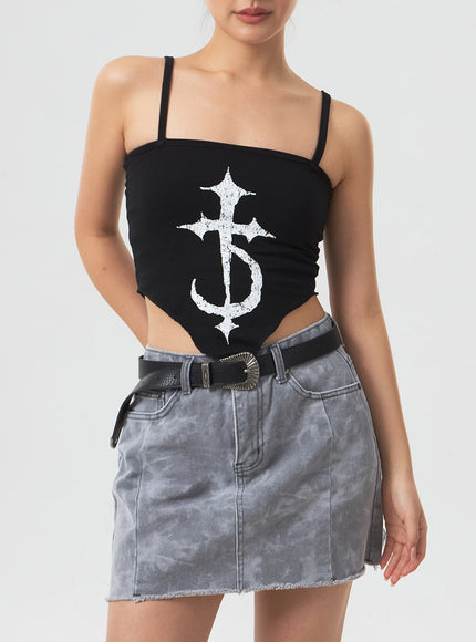 Thin Strap Graphic Top CM329