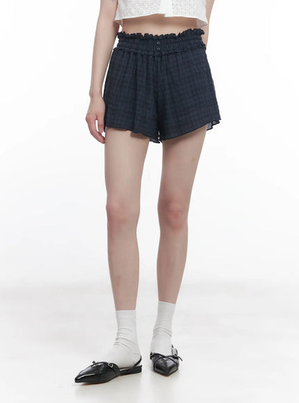 plaid-print-frilly-shorts-cu518