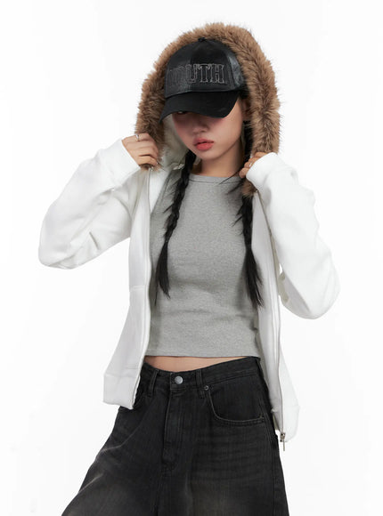 faux-fur-trim-cropped-hoodie-cn528