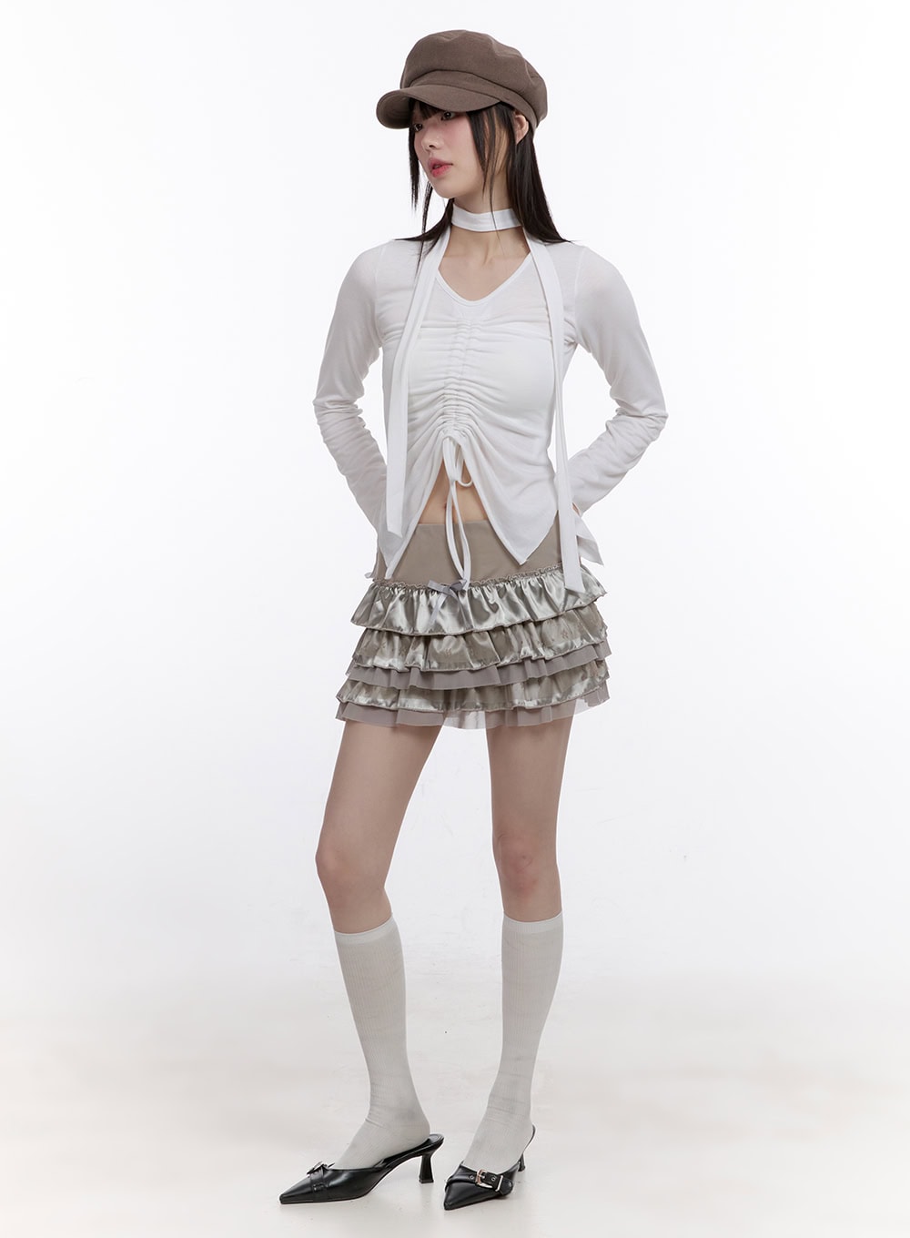 gathered-slim-fit-long-sleeve-top-cf512