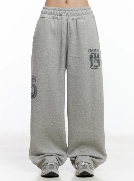 graphic-wide-leg-sweatpants-cj515 / Gray