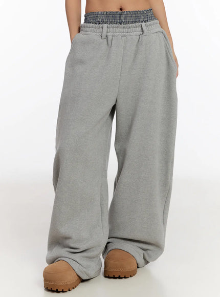 double-layered-sweatpants-cn527 / Gray