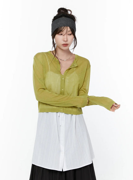 sheer-summer-cardigan-cy515 / Green