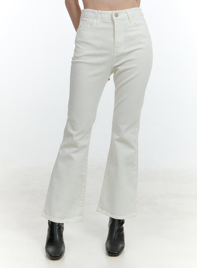 classic-slim-fit-bootcut-pants-cf504 / Light beige