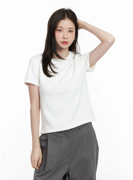 fleece-lined-short-sleeve-top-cn519 / White