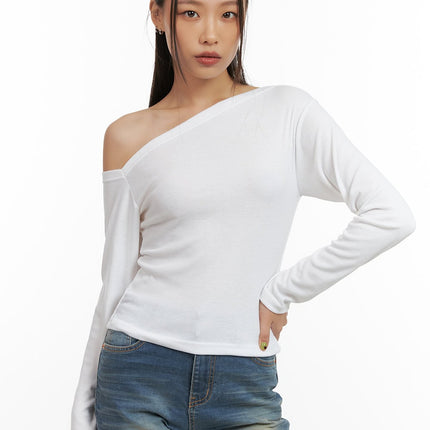 one-shoulder-slim-fit-tee-co424 / White