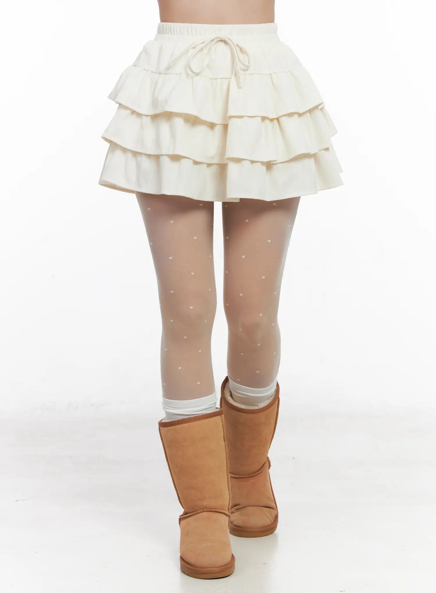 corduroy-ruffle-layered-mini-skirt-cn514 / White